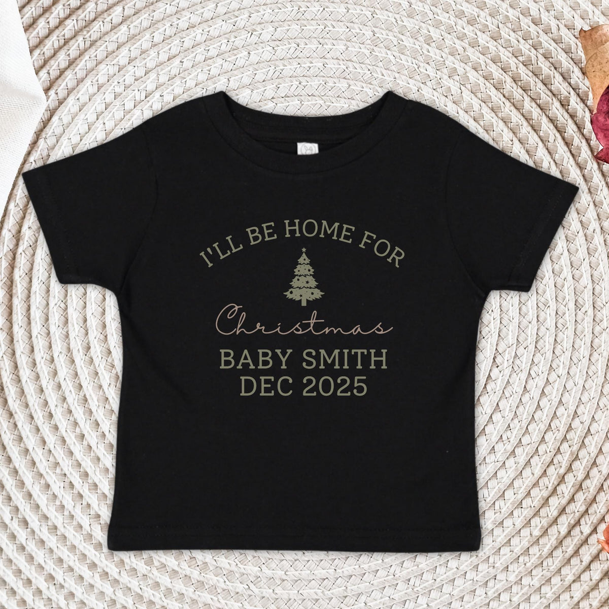 I'll Be Home For Christmas Baby Onesie®, Pregnancy Reveal Christmas Baby Bodysuit, December Baby Announcement Onesie®, Baby Shower Gift