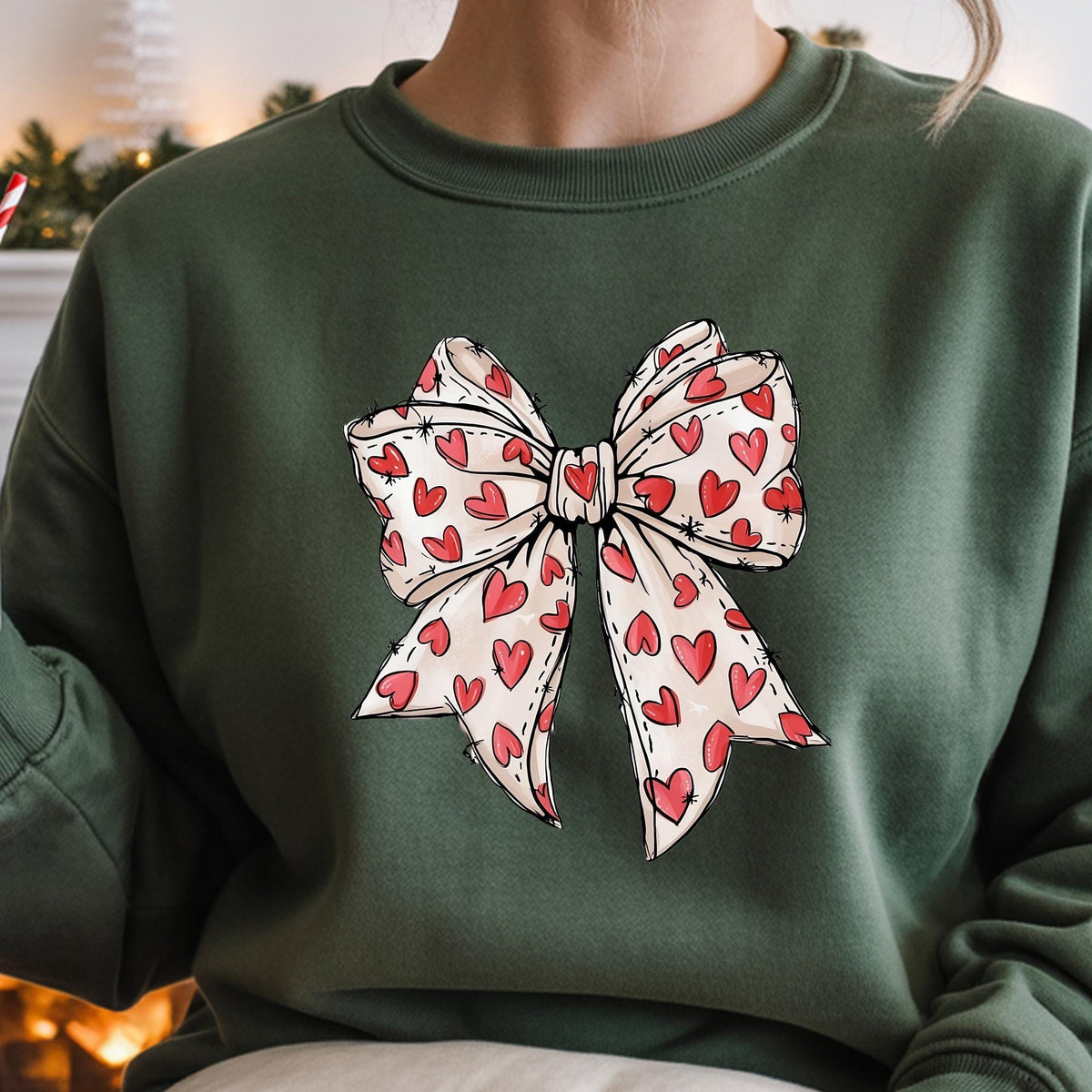Heart Coquette Valentine’s Day Retro Bow Sweatshirt Hoodie
