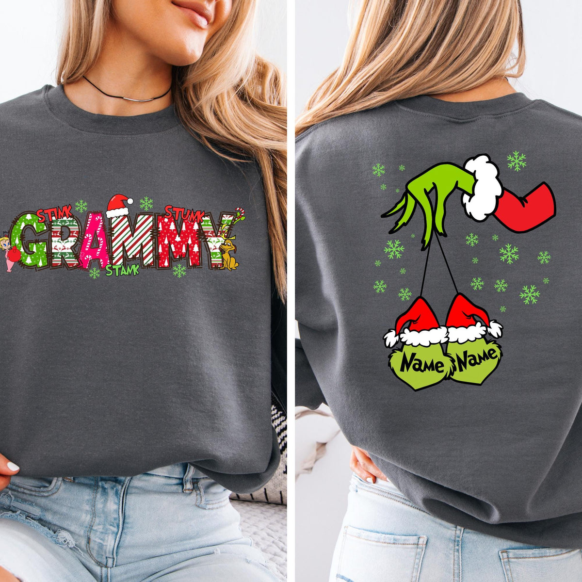 Personalized Grandma Christmas Grandkids Names Sweatshirt