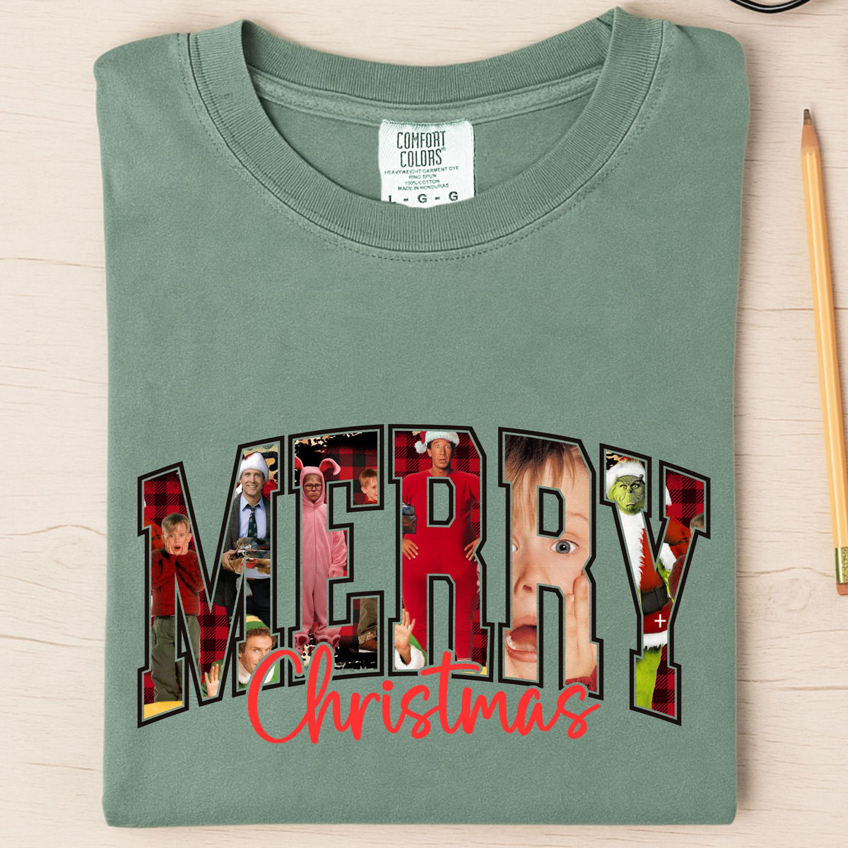 Comfort Colors® Merry Christmas Movie Shirt, 90s Holiday Characters