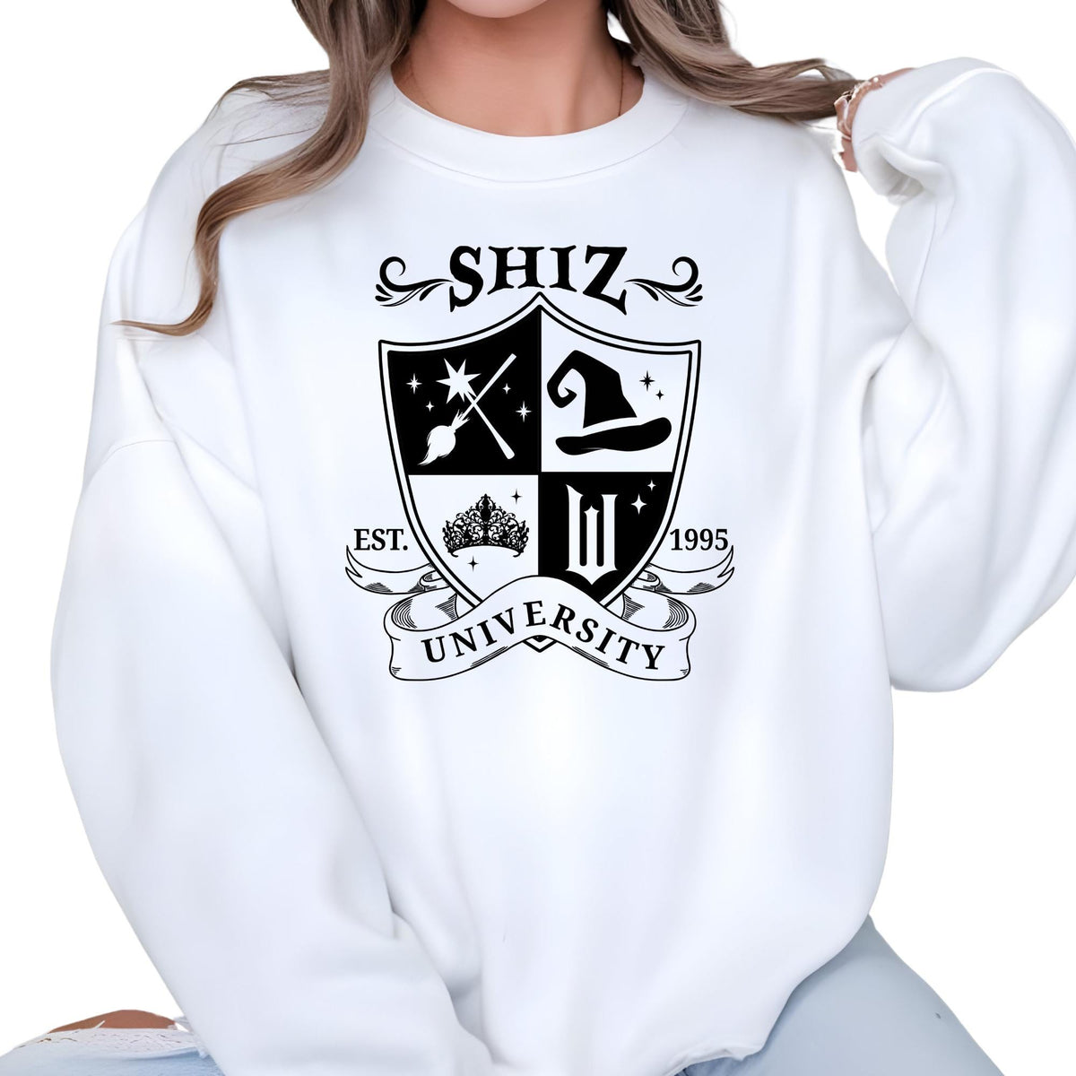 Shiz University Sweatshirt, Defy Gravity Broomstick Magic Wand Hoodie, Wizard Sweater