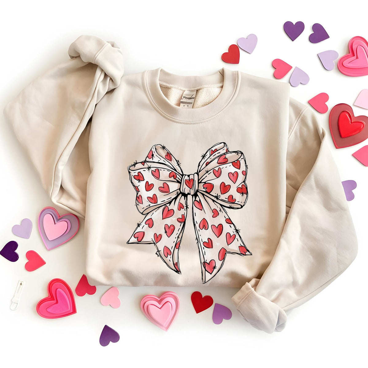 Heart Coquette Valentine’s Day Retro Bow Sweatshirt Hoodie