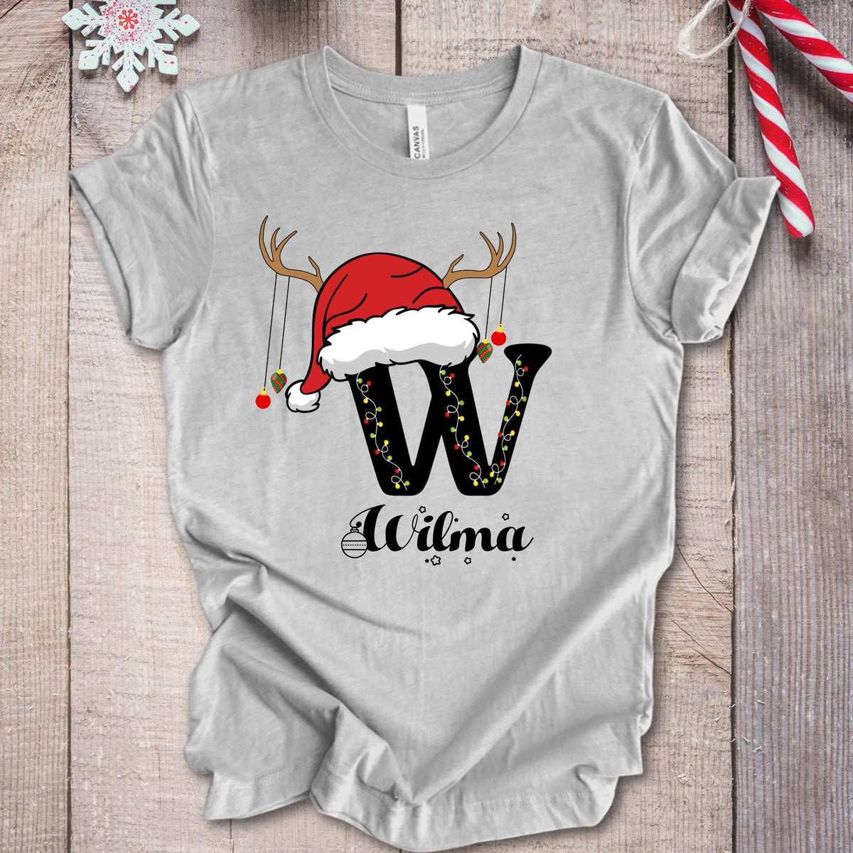 Custom Name Letter Christmas Group Party Crew T-Shirt