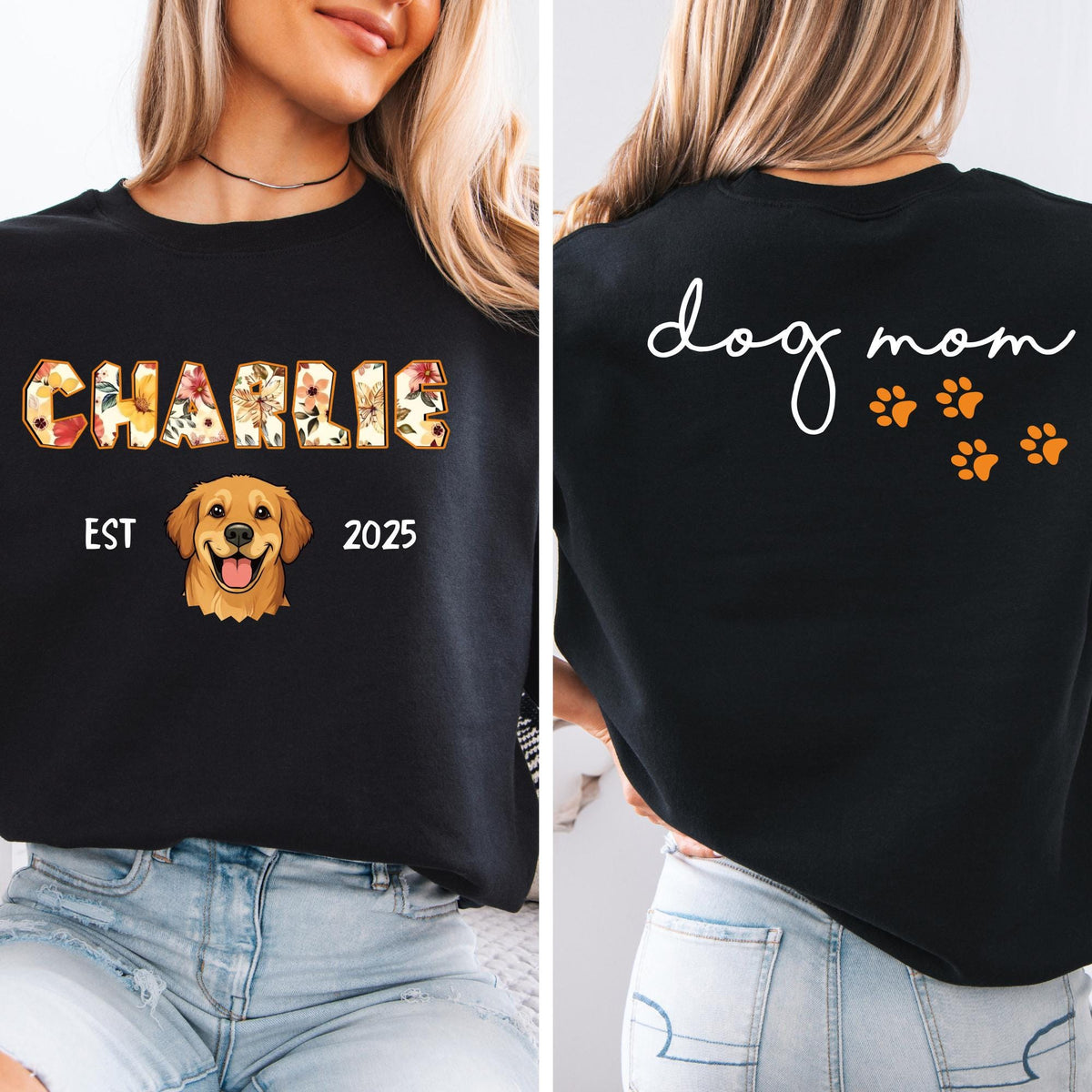 Custom Dog Portrait Cat Mom Pet Photo Sweatshirt
