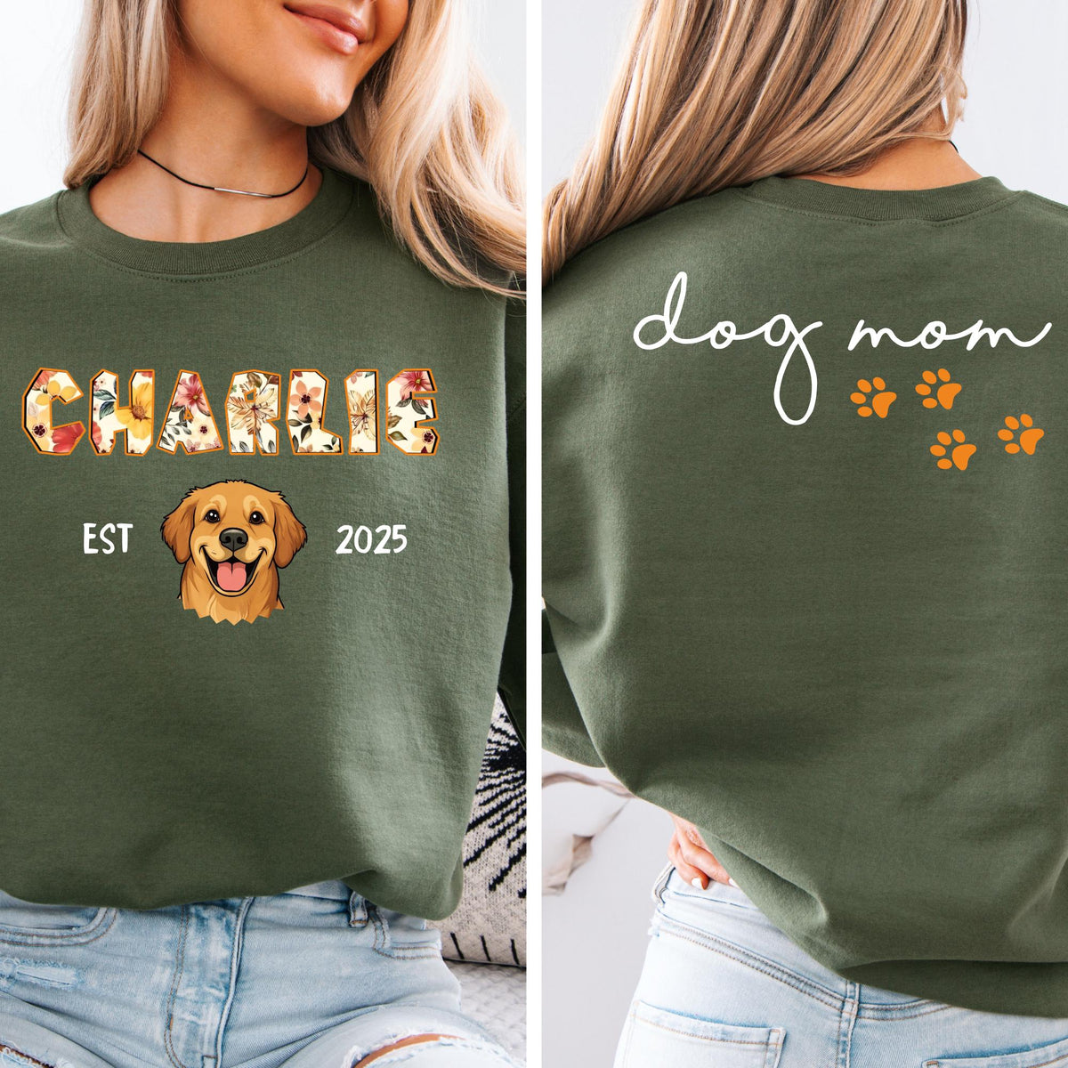Custom Dog Portrait Cat Mom Pet Photo Sweatshirt