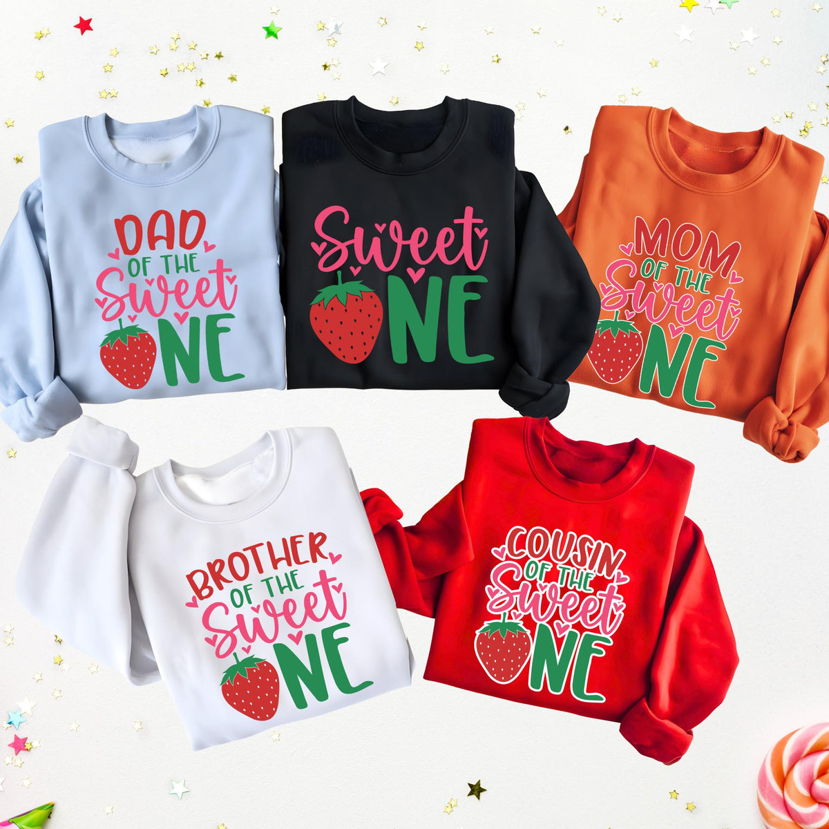 Sweet One Strawberry 1st Birthday Family Sweatshirt Hoodie
