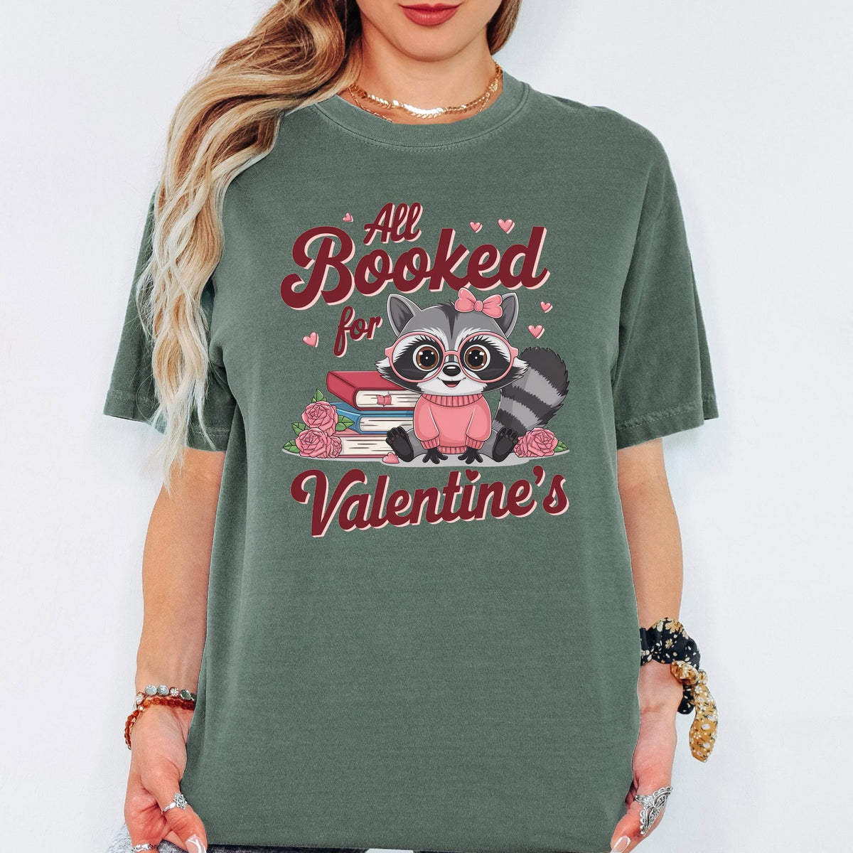 Comfort Colors® Bookish Valentine Shirt, All Booked Floral Book Tee, Teacher Valentine Gift, Cozy Book Lover Graphic T-Shirt