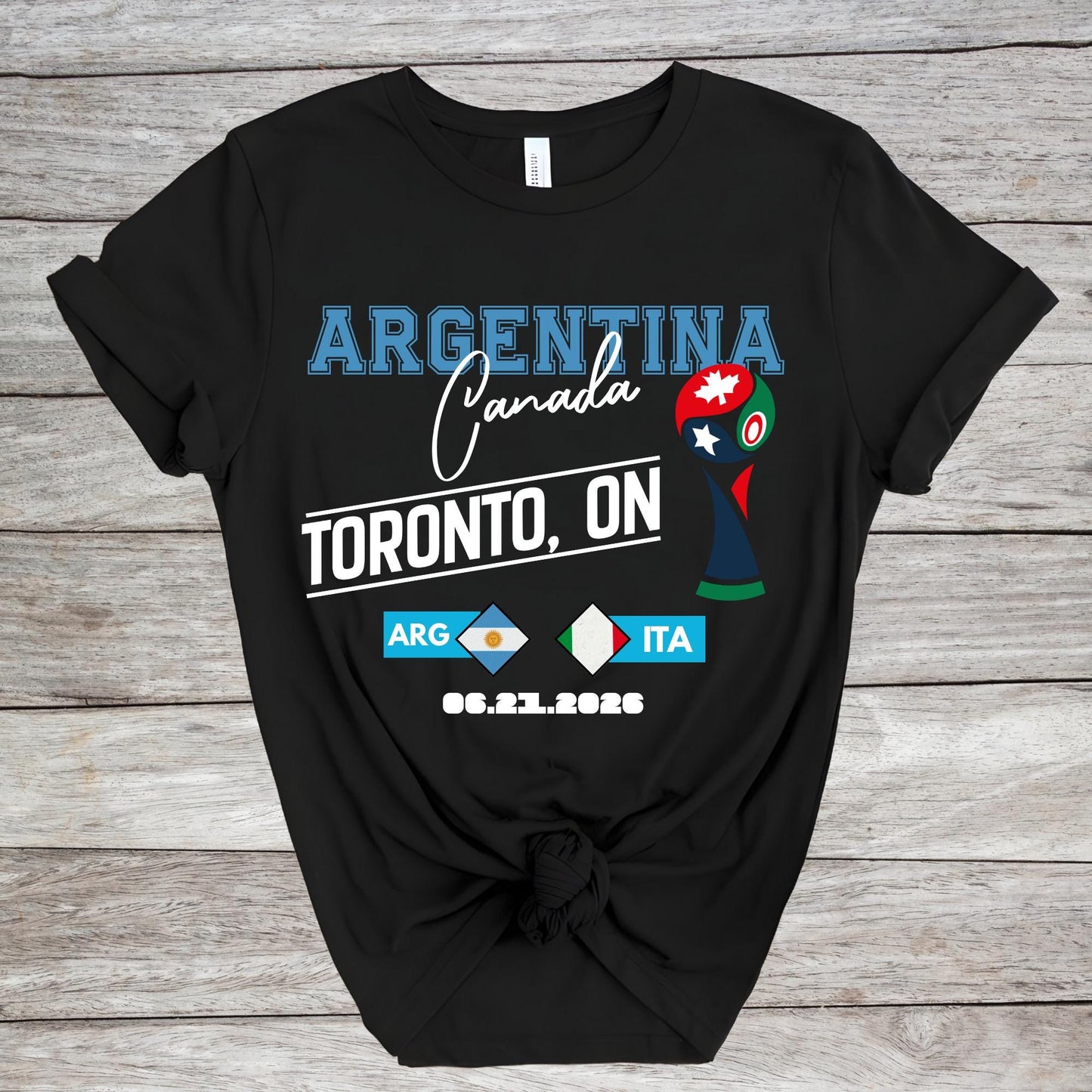 World Cup 2026 Shirt, Custom Destination Tshirt, Personalized Country Match Score United States Canada Mexico Tee