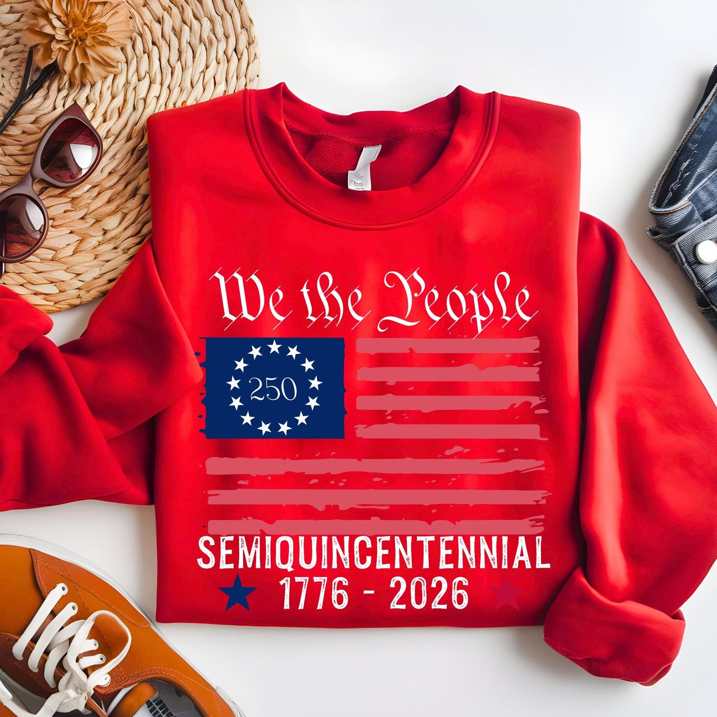 250th America Anniversary Sweatshirt, US 250 Years Sweat, We The People Shirt, Vintage Independence Day Hoodie, Patriotic Tee with USA Flag