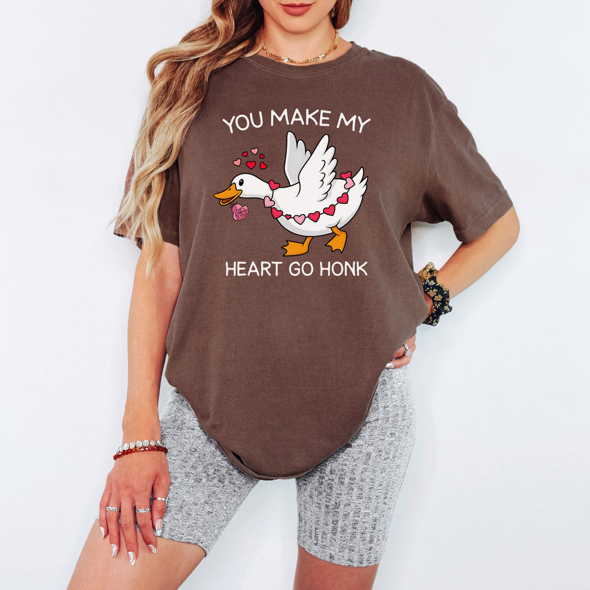Comfort Colors® Valentine Goose Shirt, You Make My Heart Go Honk, Funny Romantic Goose Lover Gift, Cute Valentine Shirt