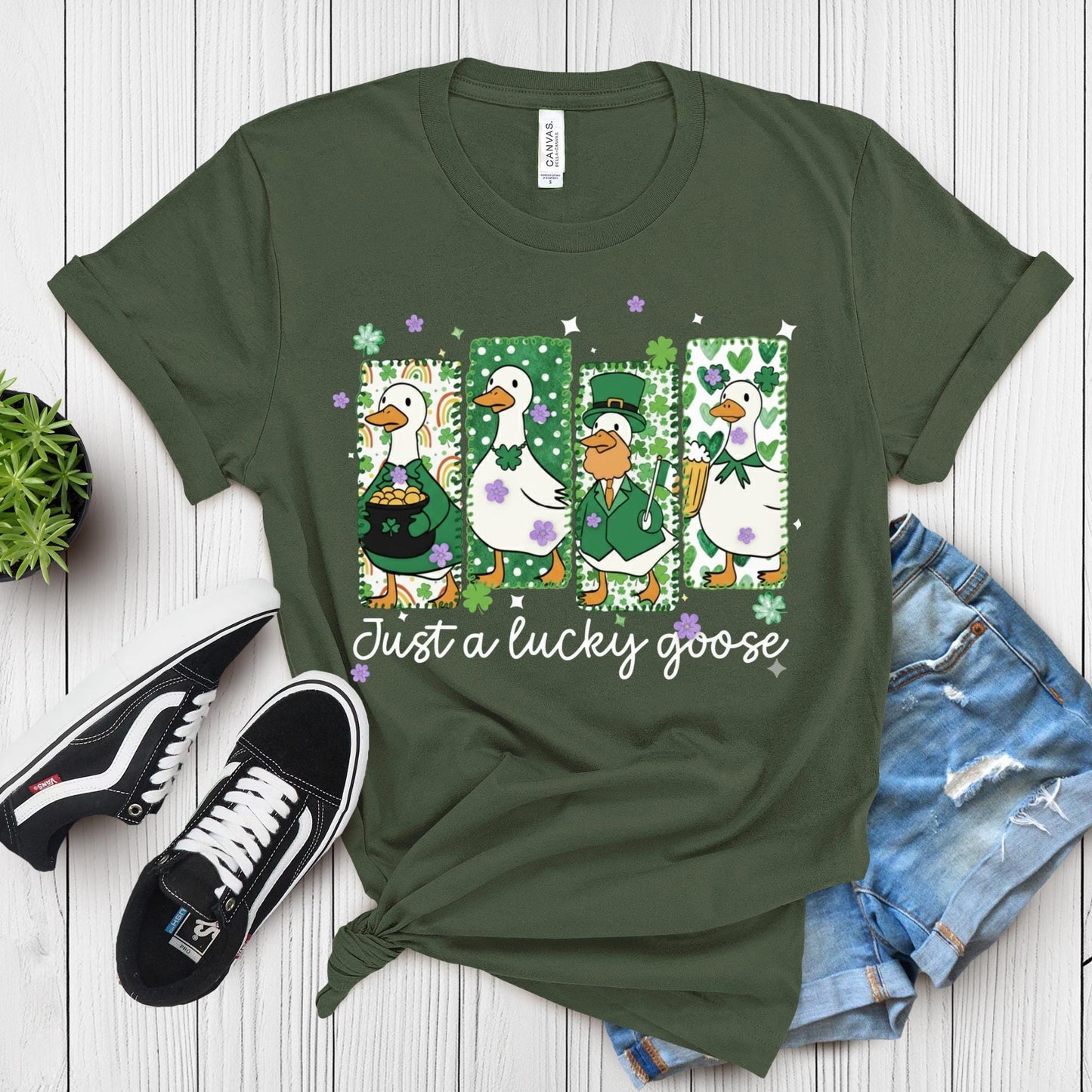 Just a Lucky Goose Shirt, St Patrick’s Day Shirt, Funny Goose Shirt, Cute Goose Patrick Day Shirt, Irish Humor Tee