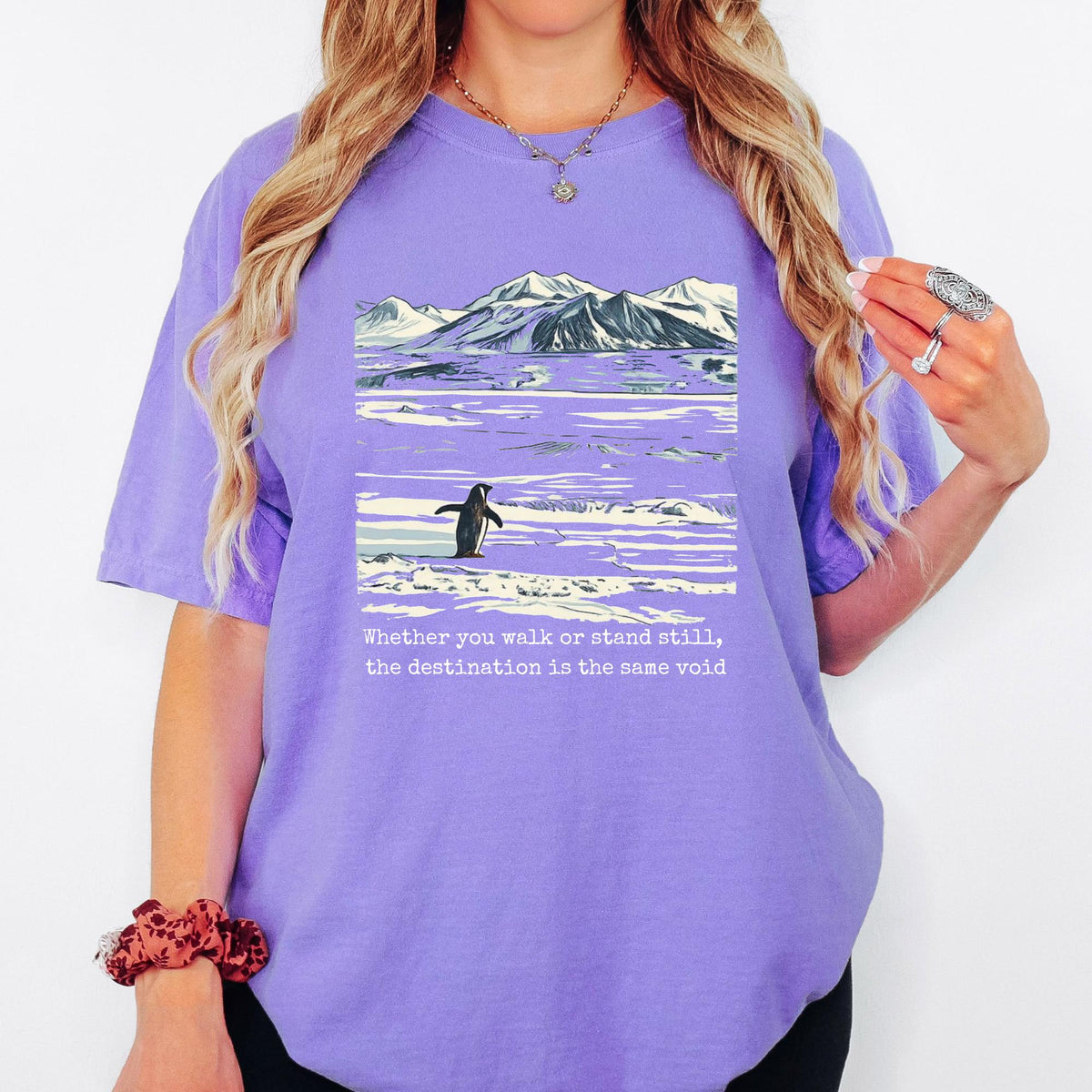 Existential Penguin Shirt, Dark Humor Quote Tee, Funny Nihilism Graphic TShirt, Aesthetic Arctic Nature Top