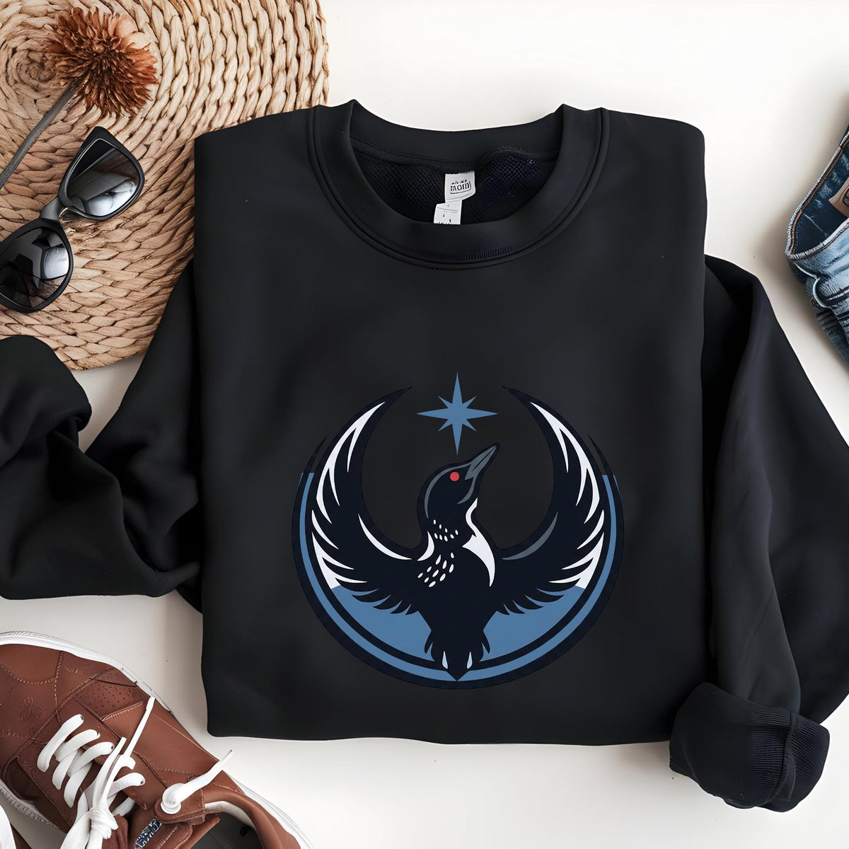 Rebel Alliance Loon Star Sweatshirt, Minnesota Rebel Alliance Political Sweat, MN State Bird Loon Protest Crewneck