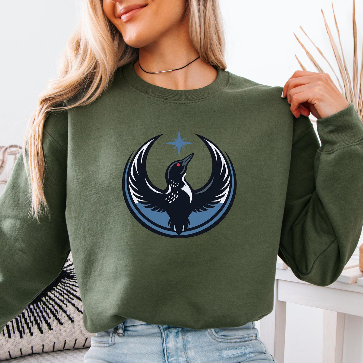 Rebel Alliance Loon Star Sweatshirt, Minnesota Rebel Alliance Political Sweat, MN State Bird Loon Protest Crewneck