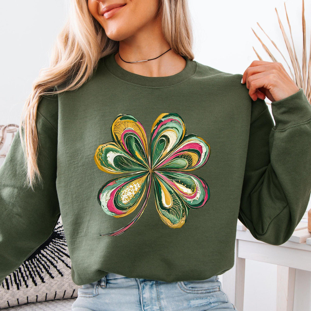 Watercolor Lucky Shamrock St Patrick’s Day Sweatshirt