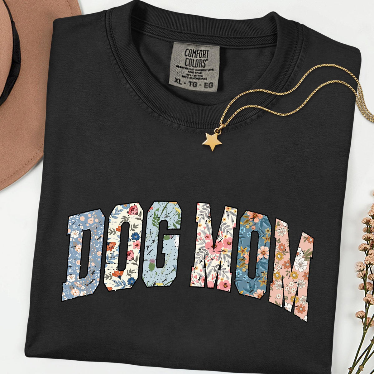Comfort Colors® Floral Dog Mom Shirt, Retro Dog Mama Tee, Gift for Dog Lovers, Cute Dog Person T-Shirt, Animal Lover Gift for Her