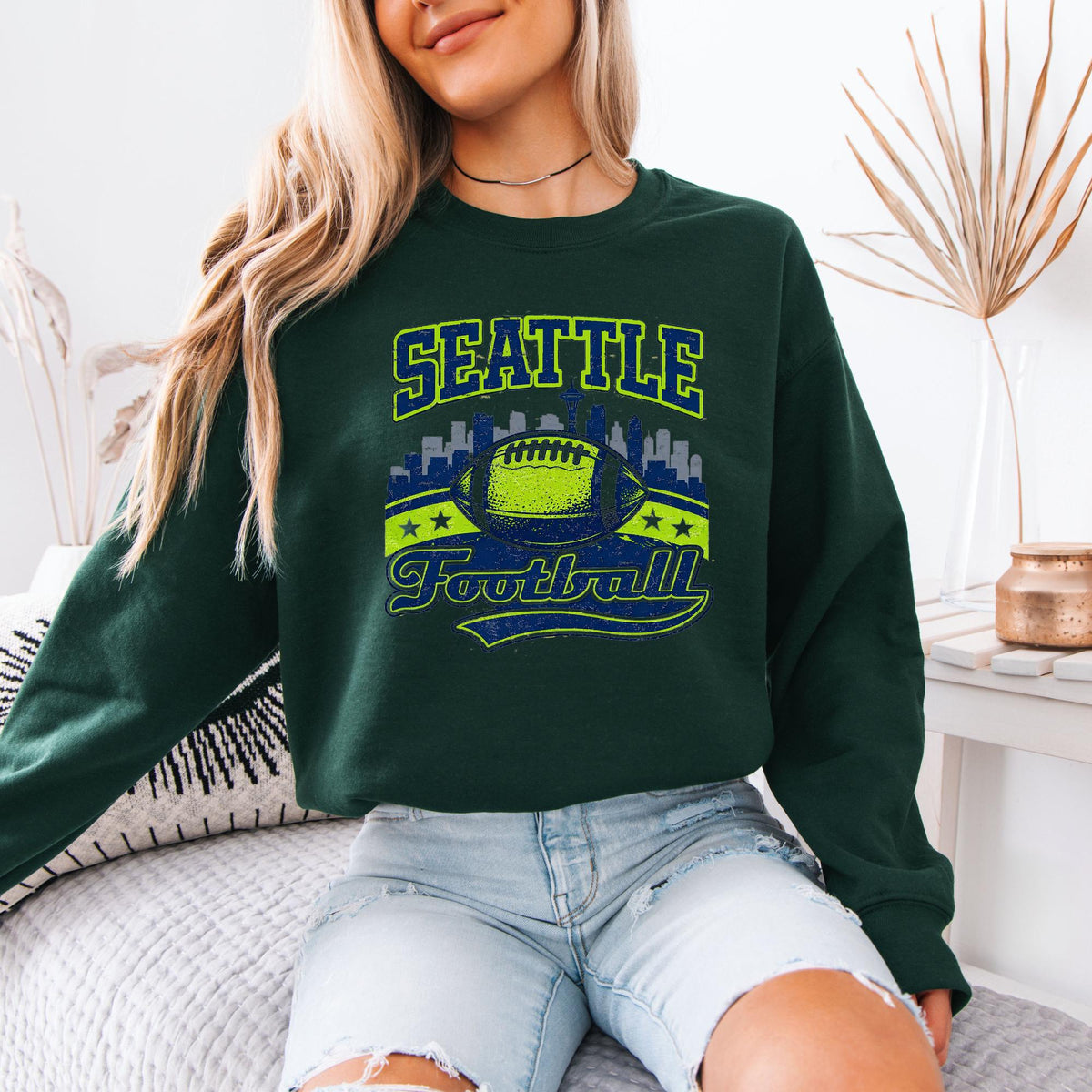 Seattle Football Sweatshirt, Vintage Football Graphic Hoodie, Seattle Sports Fan Crewneck, Game Day Pullover, Unisex Football Sweatshirt
