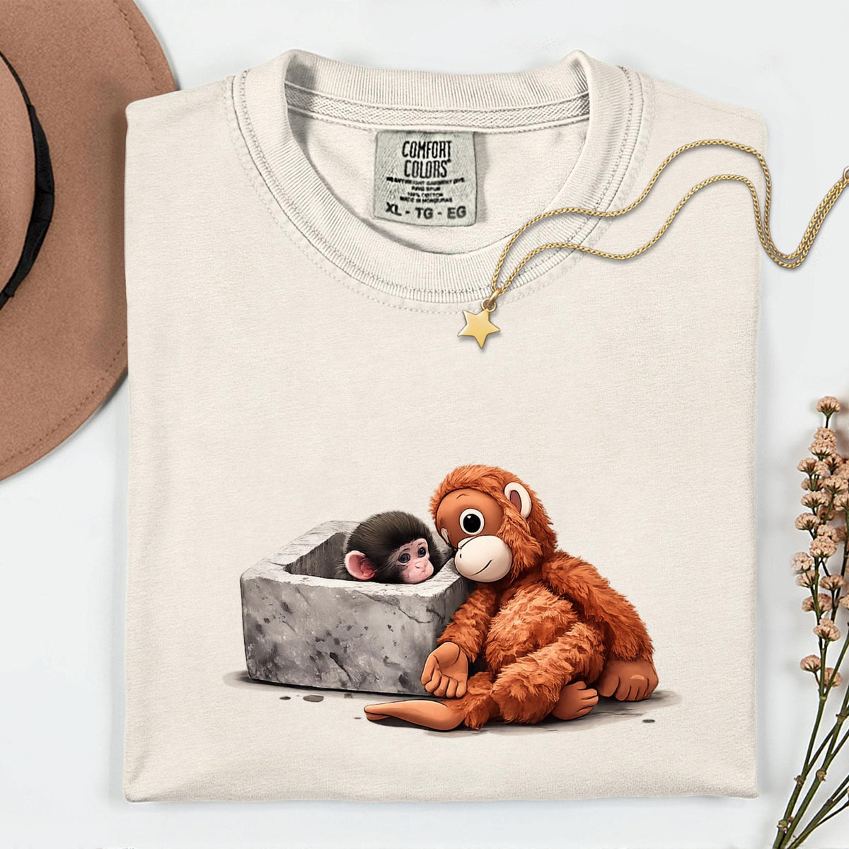 Viral Punch Monkey Hiding Plush Toy Comfort Colors® T-Shirt