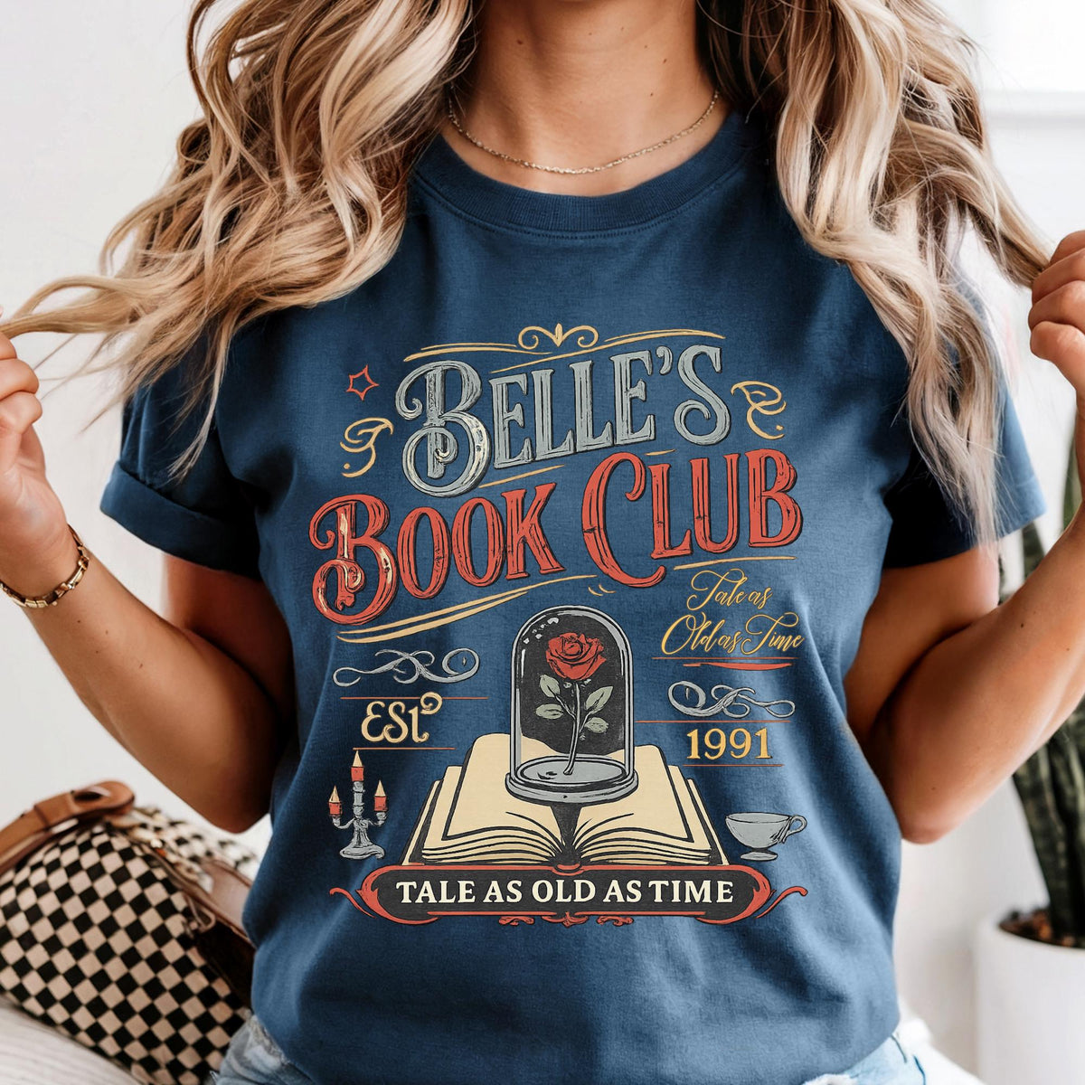 Belle Book Club Shirt, Comfort Colors Bookish Tee, Vintage Style Reading Shirts For Women, Tale As Old As Time, Book Lover Gift