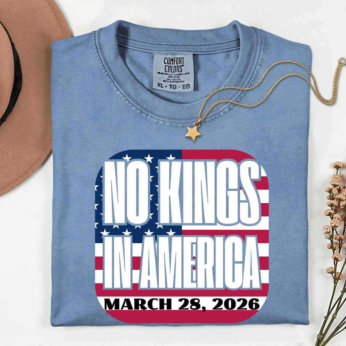 No Kings in America March 28 2026 Democracy Protest T-Shirt