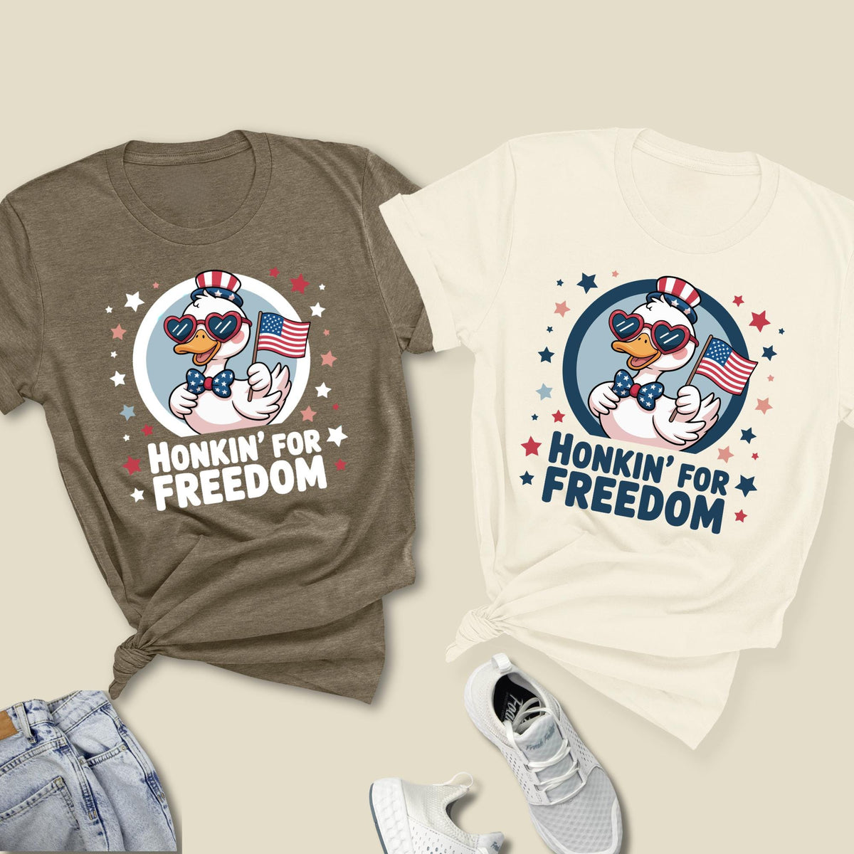Honkin for Freedom Goose 4th of July Independence Day T-Shirt