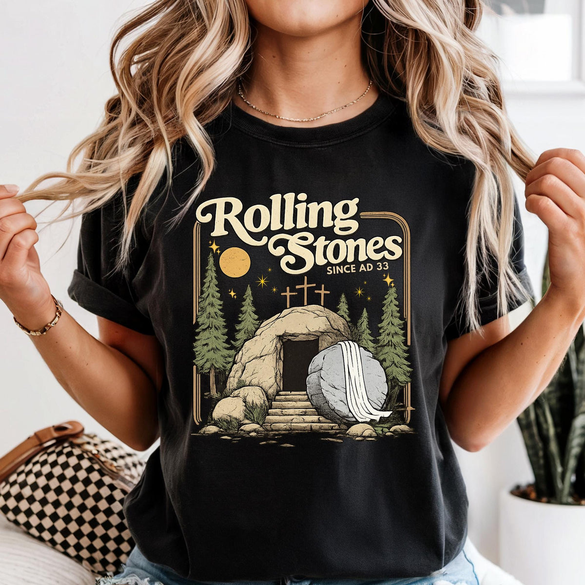 Rolling Stones T-Shirt, Comfort Colors Easter Shirts, Jesus Apparel, Christian Shirt For Woman