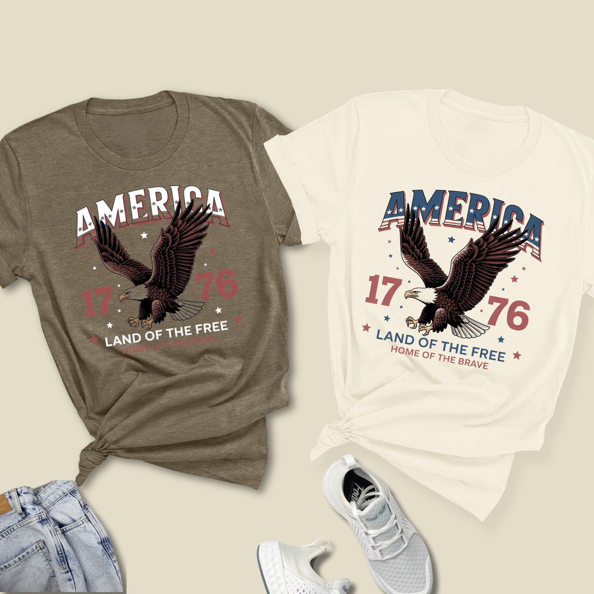 Land of the Free Home of the Brave 1776 T-Shirt
