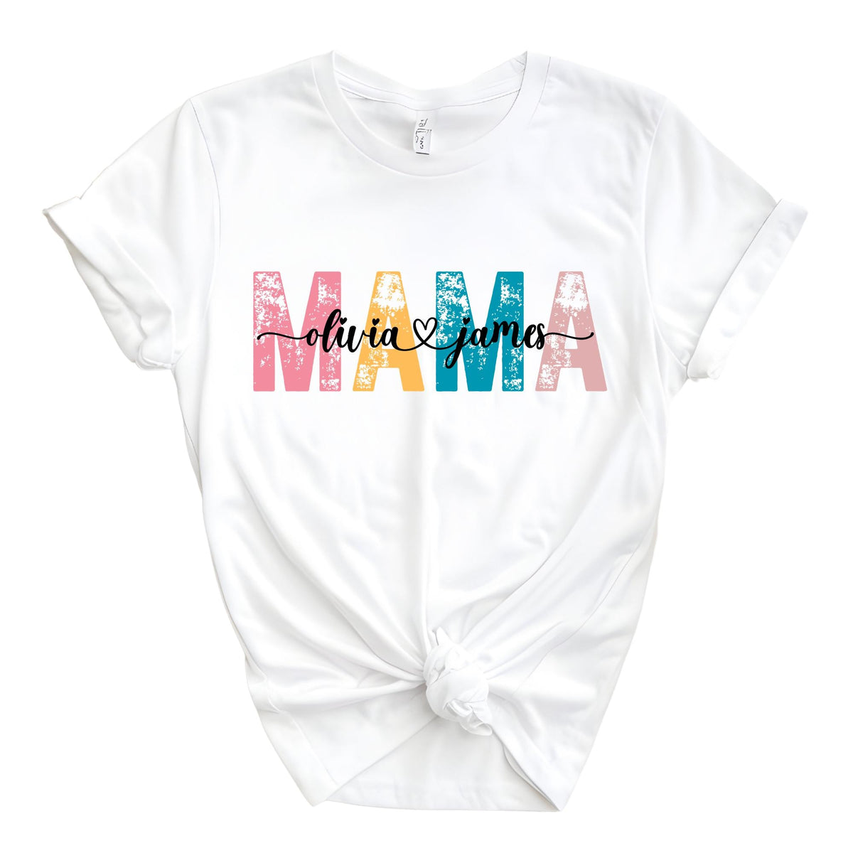 Personalized Retro Mama Custom Kids Name T-Shirt