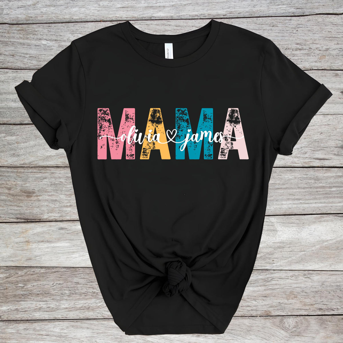 Personalized Retro Mama Custom Kids Name T-Shirt