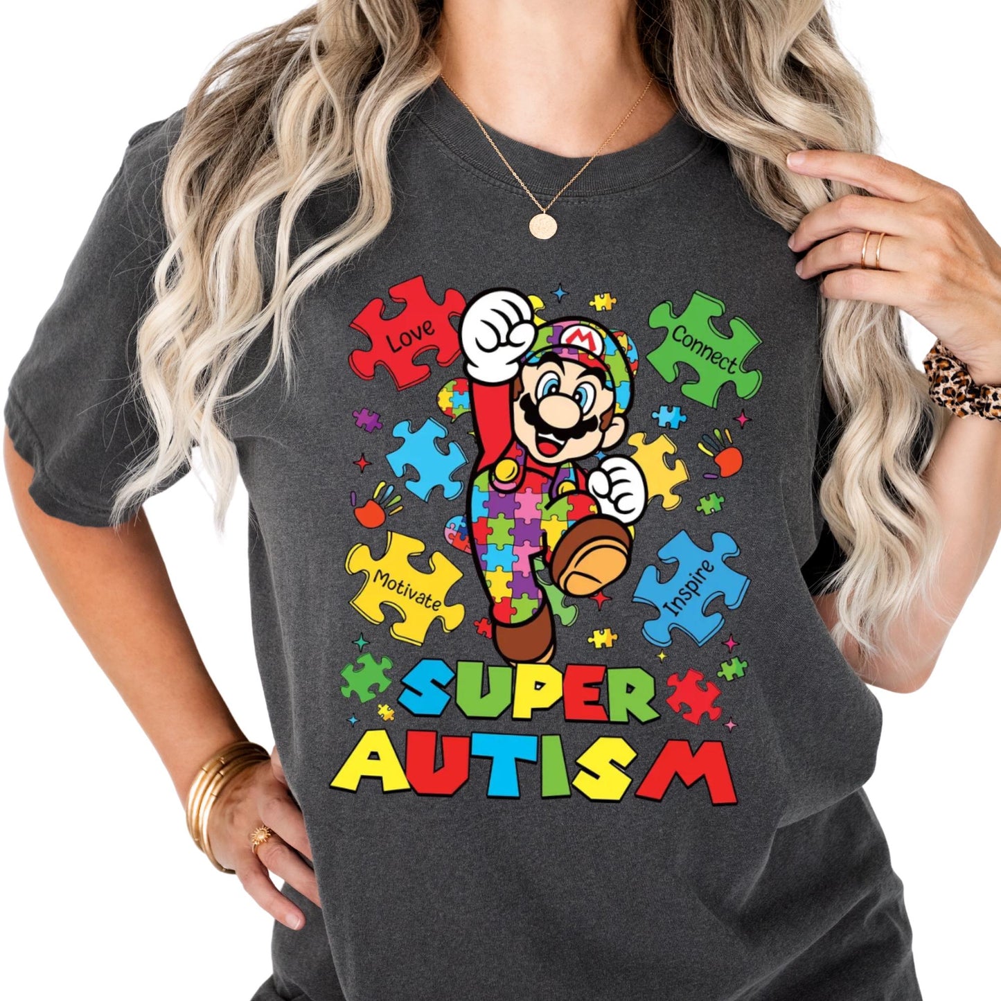 Comfort Colors® Disney Mario Shirt, Autism Awareness Month Shirt, Autism Tee