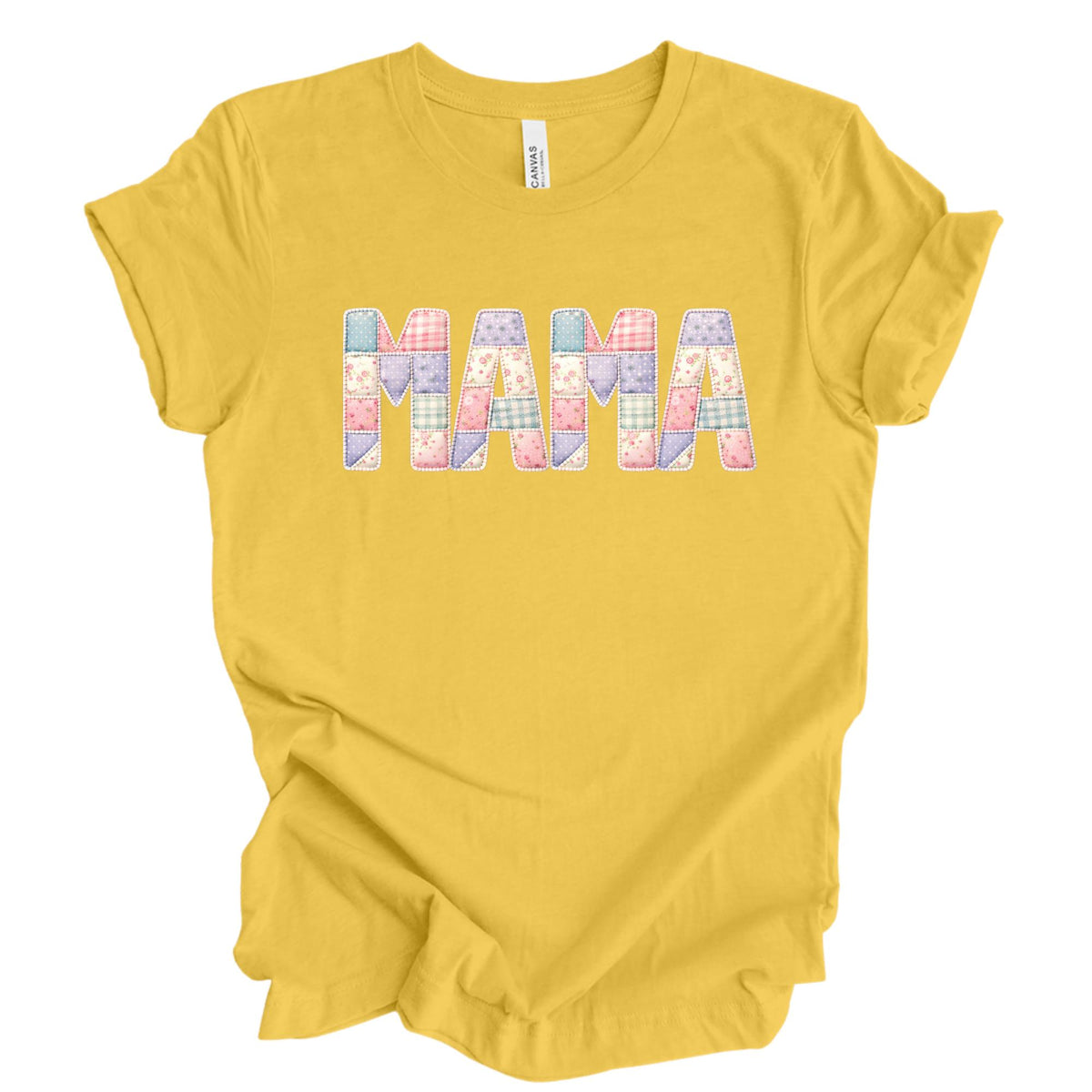 Custom Faux Patchwork Mama Mimi Matching T-Shirt