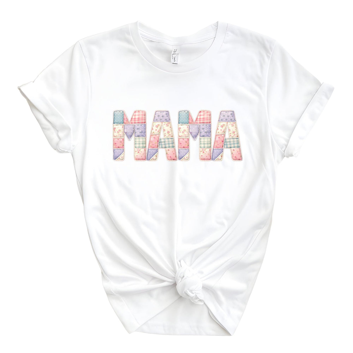 Custom Faux Patchwork Mama Mimi Matching T-Shirt