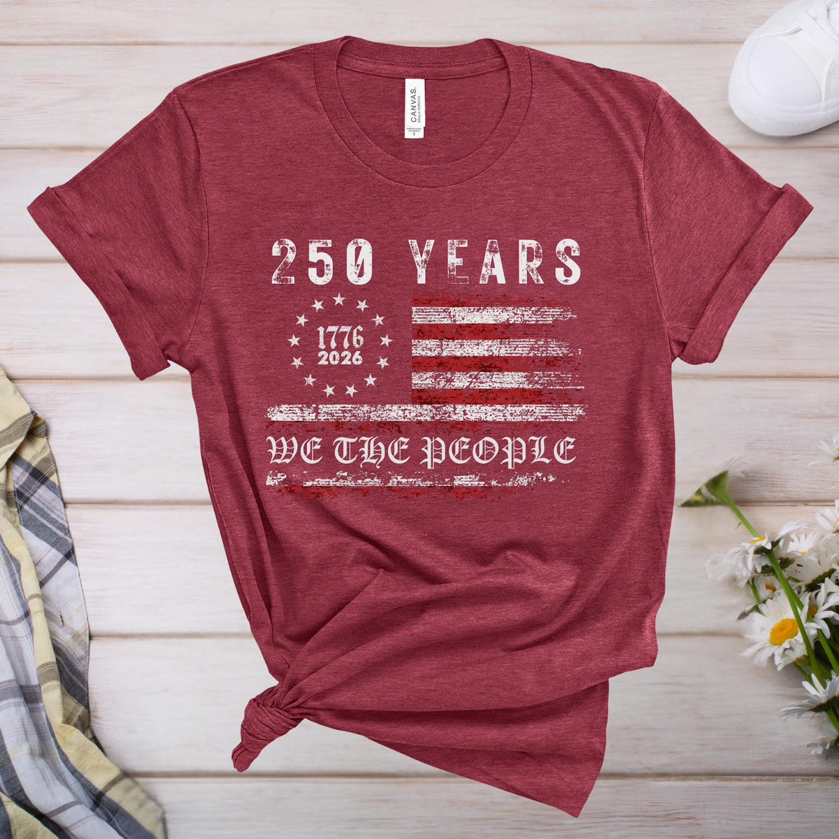 USA 250 Years of Freedom Patriotic Flag T-Shirt