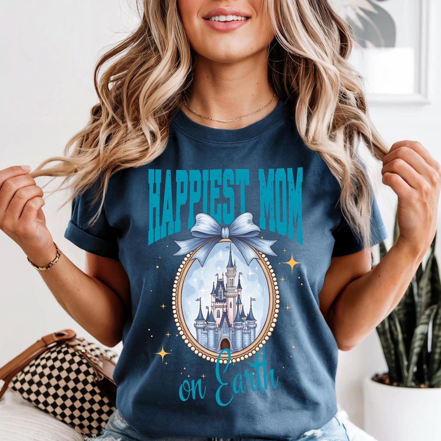 Happiest Mom On Earth Shirt Comfort Colors® Disney Coquette Bow Castle Mama Tee Gift From Kids | Mothers Day Gift
