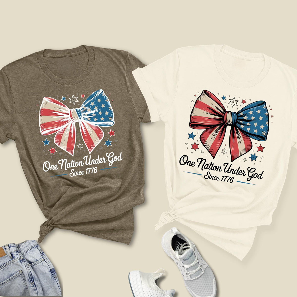 One Nation Under God Coquette Faith and Freedom T-Shirt