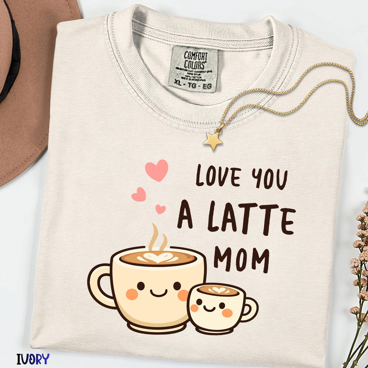 Comfort Colors® Love You A Latte Mom Shirt, Cute Coffee Mom Tee, Mothers Day Gift, Aesthetic Mama Shirt, Coffee Lover Mom Tee