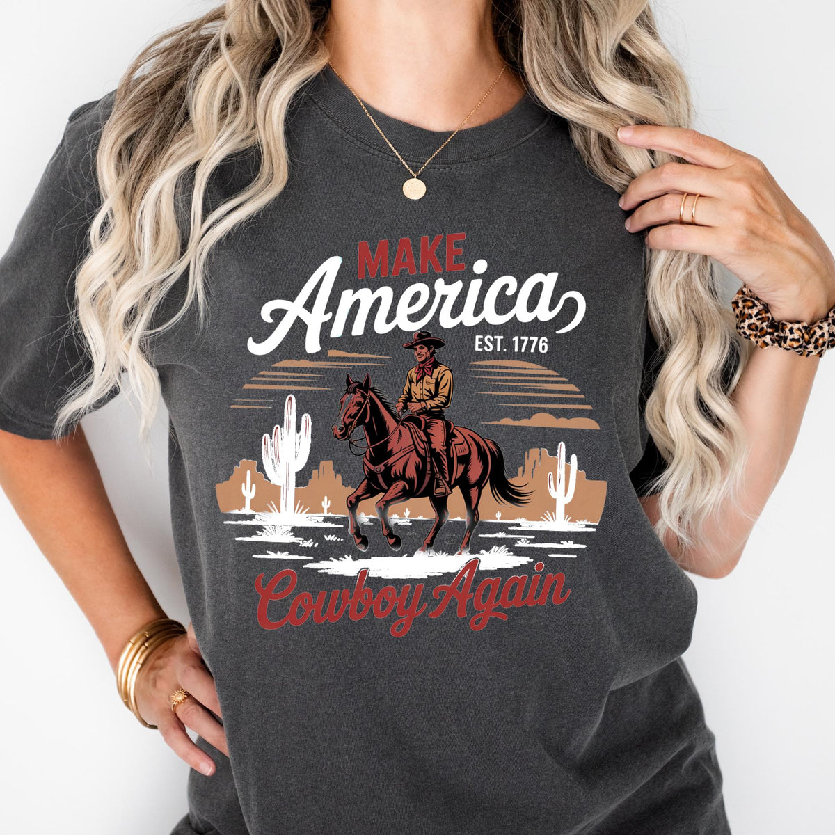 Make America Cowboy Again Western 4th of July T-Shirt