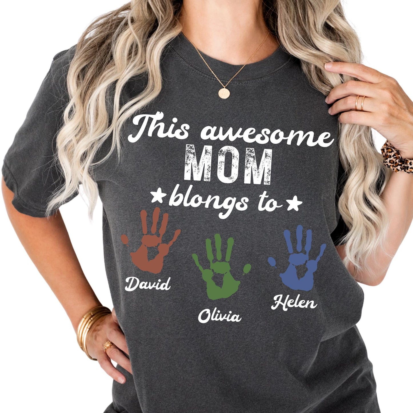 Personalized Mom | Gigi Shirt With Kids Names, This Awesome Mom | Gigi Belongs To Custom Names Tee, Mothers Day Gift, Gigi Tee