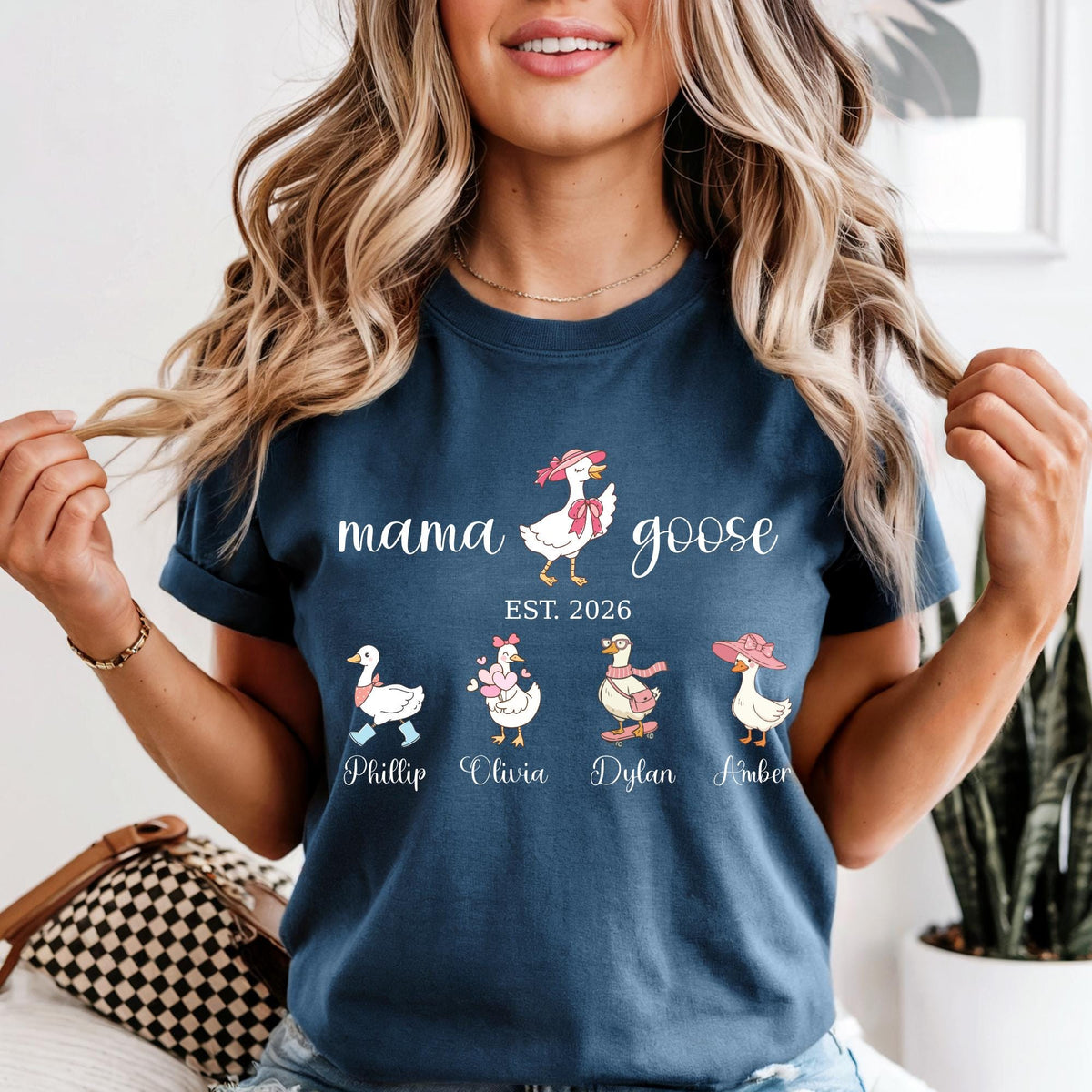 Mama Goose Shirt Comfort Colors® Gigi Duck Shirts, Custom Kids Names Shirt, Mom Est Year Tee, Mothers Day Gift