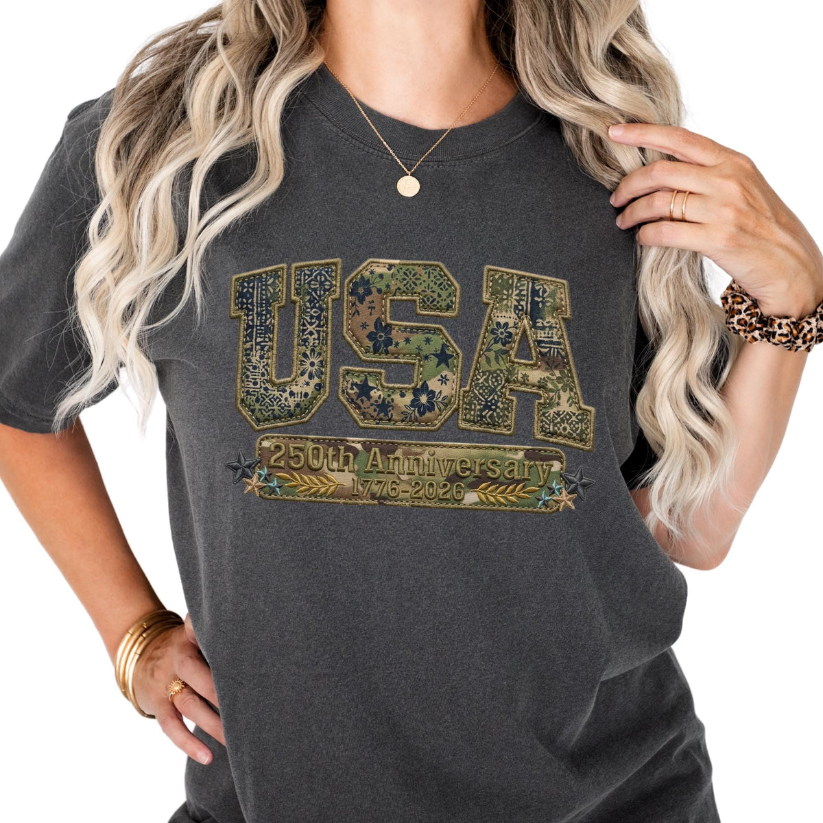 Camo USA Embroidery-Look Patriotic Comfort Colors® T-Shirt