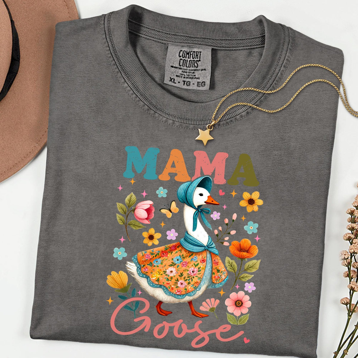 Comfort Colors® Mama Goose Tee, Motherhood Is The Realest Hood Shirt, Boho Retro Mama Top, Hilarious Mothers Day Gift