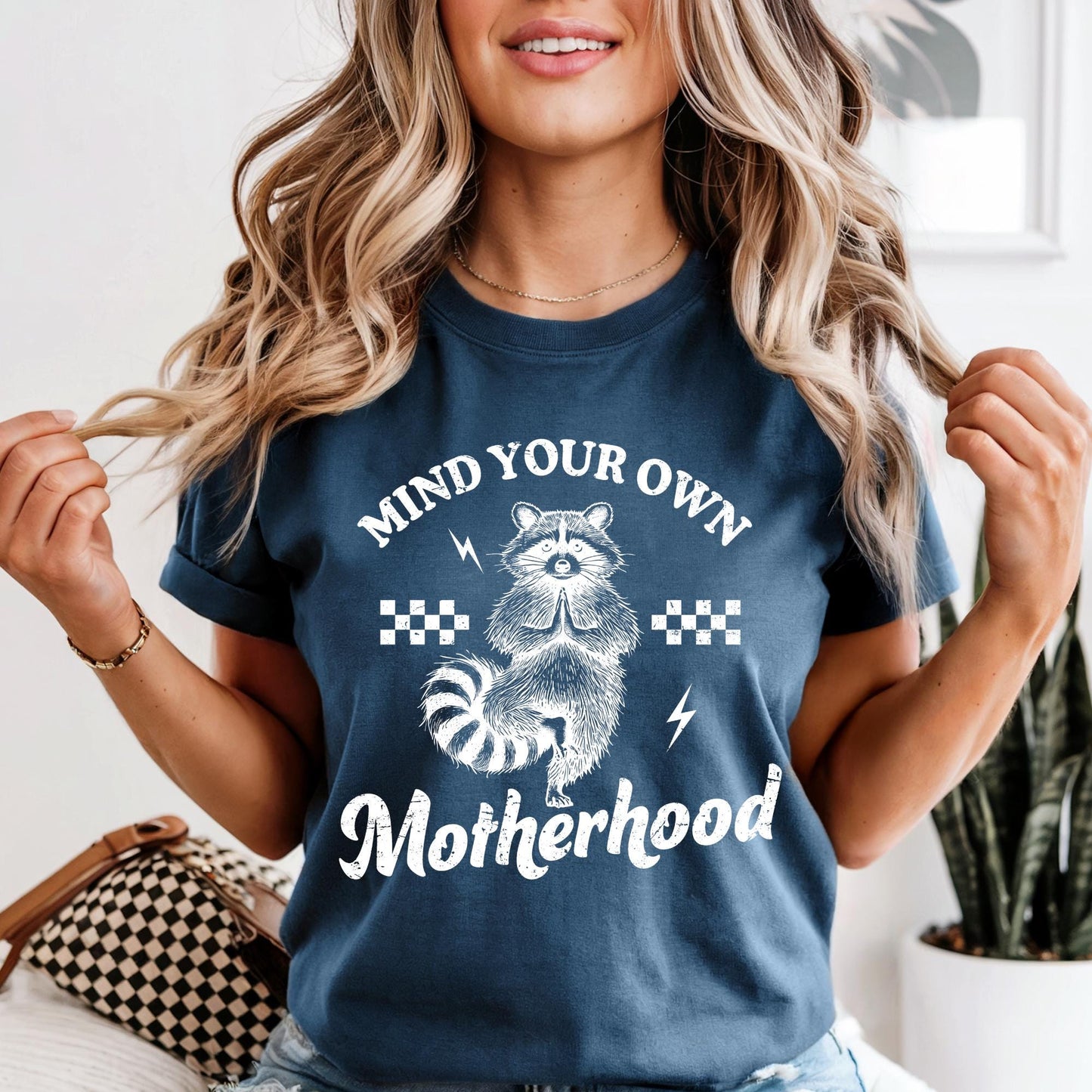 Comfort Colors® Mind Your Own Motherhood Shirt, Funny Raccoon Mom T-Shirt, Mom Life Shirt, Mother's Day Gift Shirt, Gift for Moms