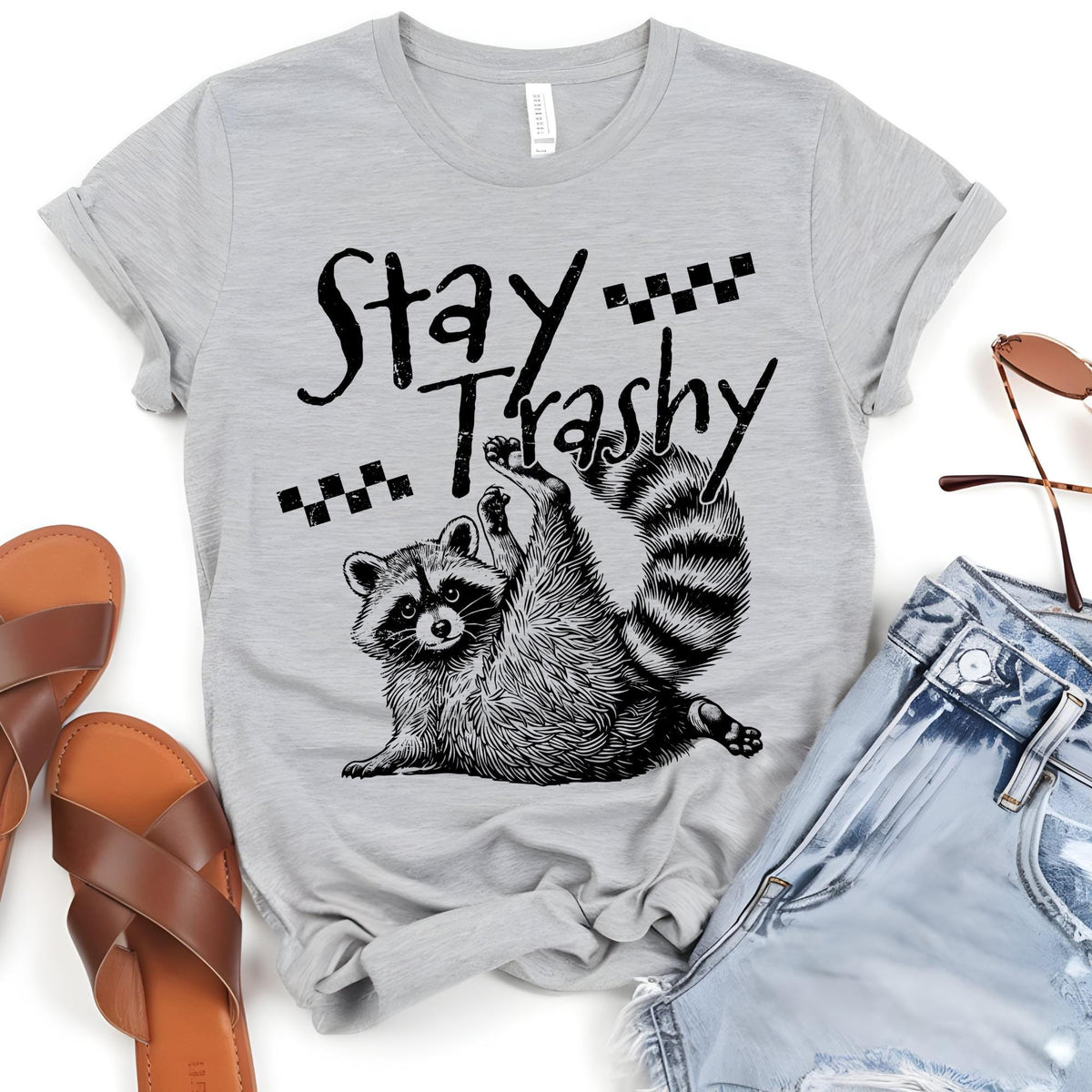 Stay Trashy Raccoon Funny Meme Mom Life T-Shirt