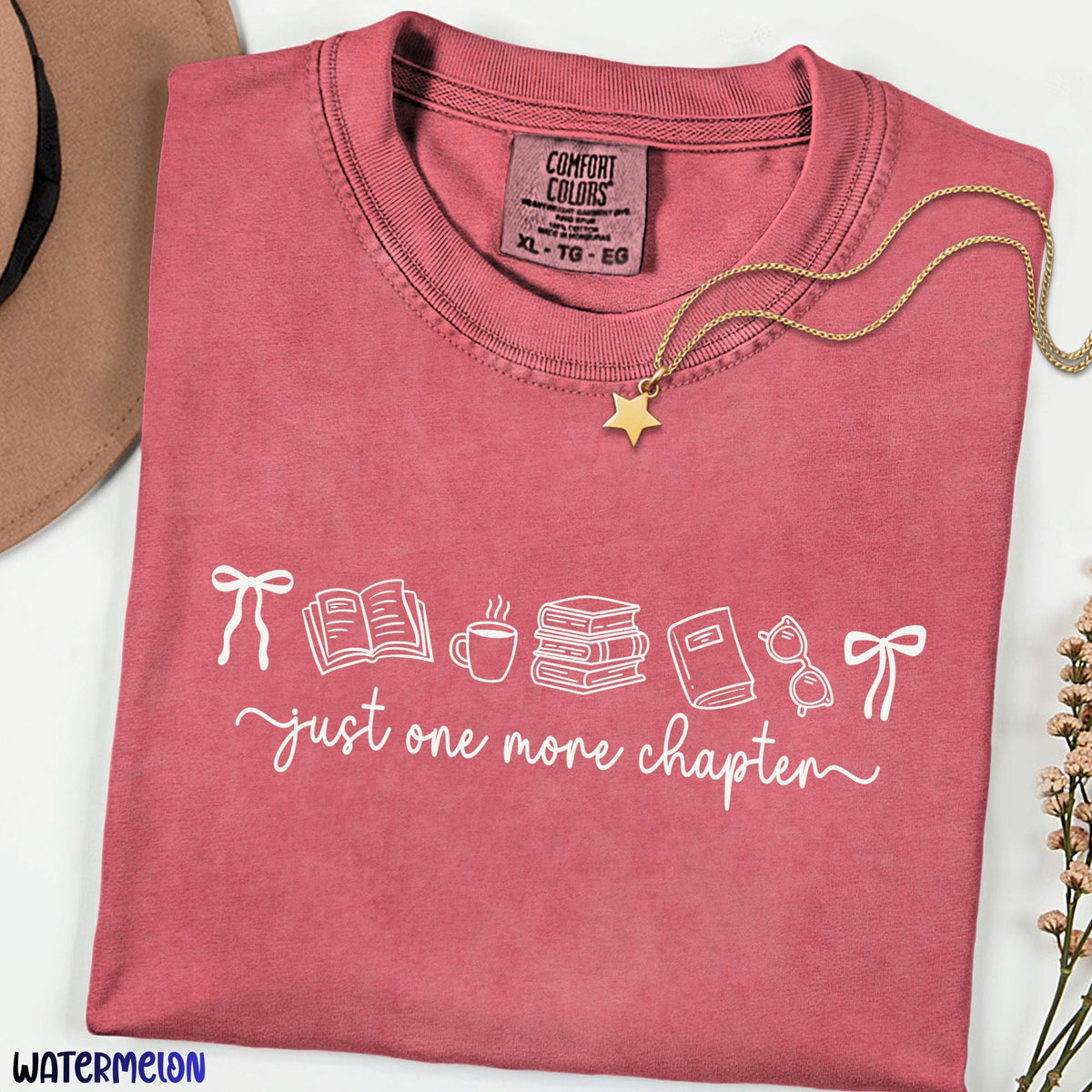 Just One More Chapter Comfort Colors® Tee, Reader Shirt, Book & Coffee Lover Gift, Floral Book Shirt, Librarian Gift Tee