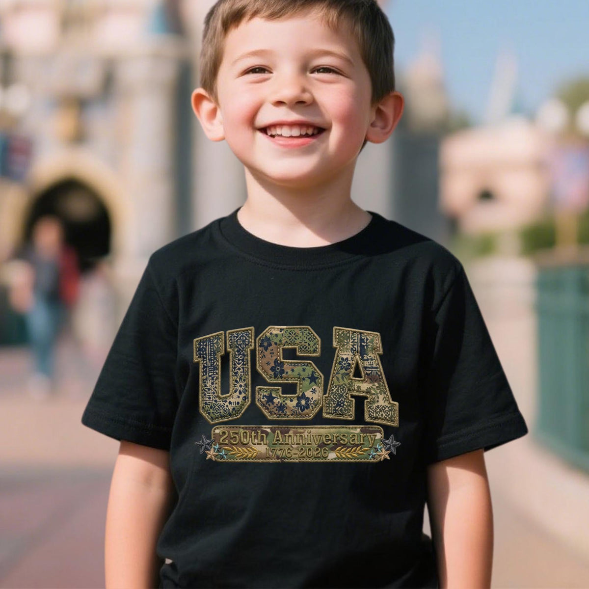 Camo Usa 250 Shirt, Faux Patchwork Independence Day Shirt, 250th Anniversary Shirts 4th of July Shirt Patriotic Gift
