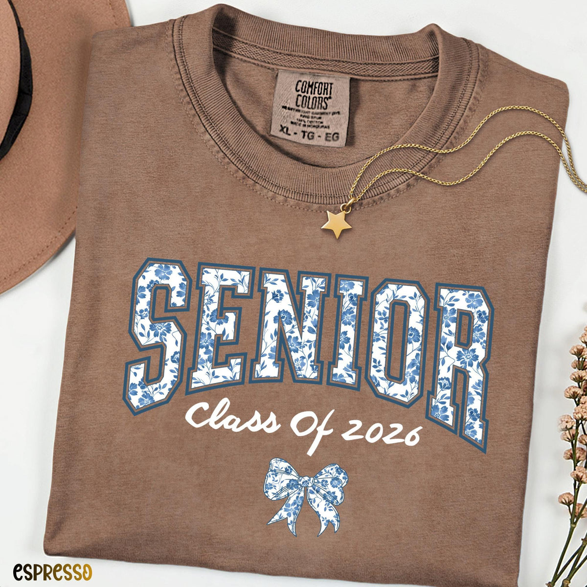 Class of 2026 Comfort Colors® Shirt, Coquette Bow Floral Senior Tee, Cute Graduation Gift, Aesthetic Back to School Outfit