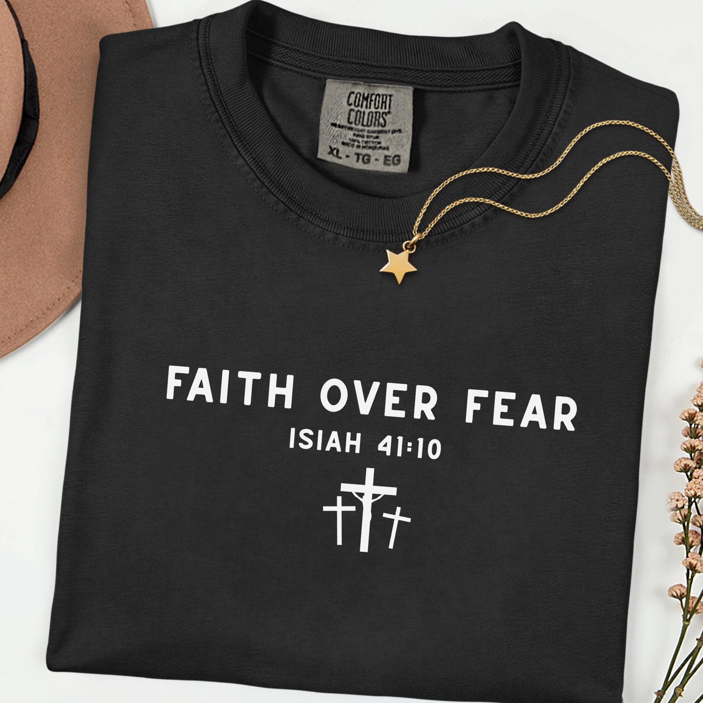 Faith Over Fear Tee, Minimal Christian Comfort Colors® Shirt, Inspirational Jesus Top, Aesthetic Worship Apparel, Meaningful Faith Gift