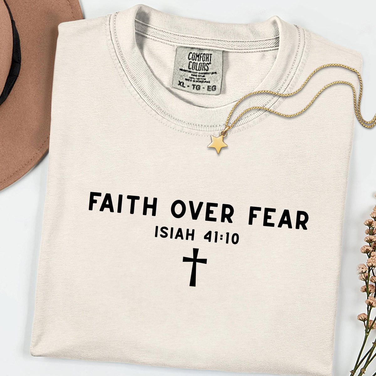 Faith Over Fear Comfort Colors® Shirt, Minimalist Christian Tee, Aesthetic Jesus Shirt, Worship Outfit, Inspirational Faith Gift