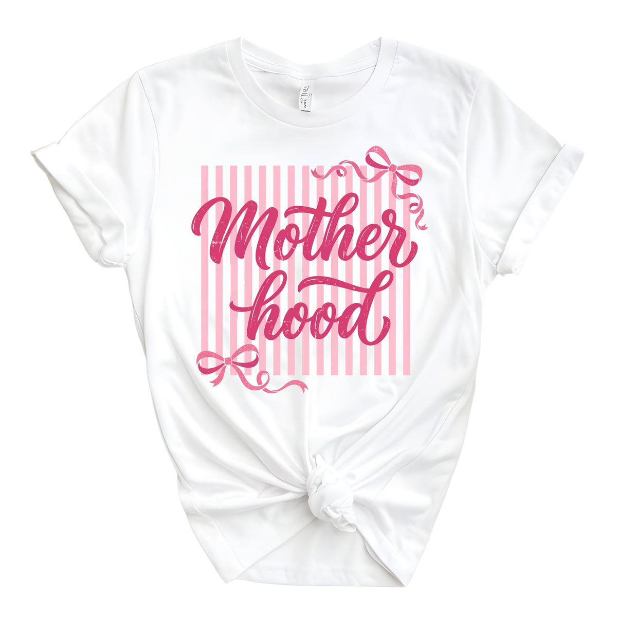 Striped Motherhood Coquette Bow Mama Mother’s Day T-Shirt