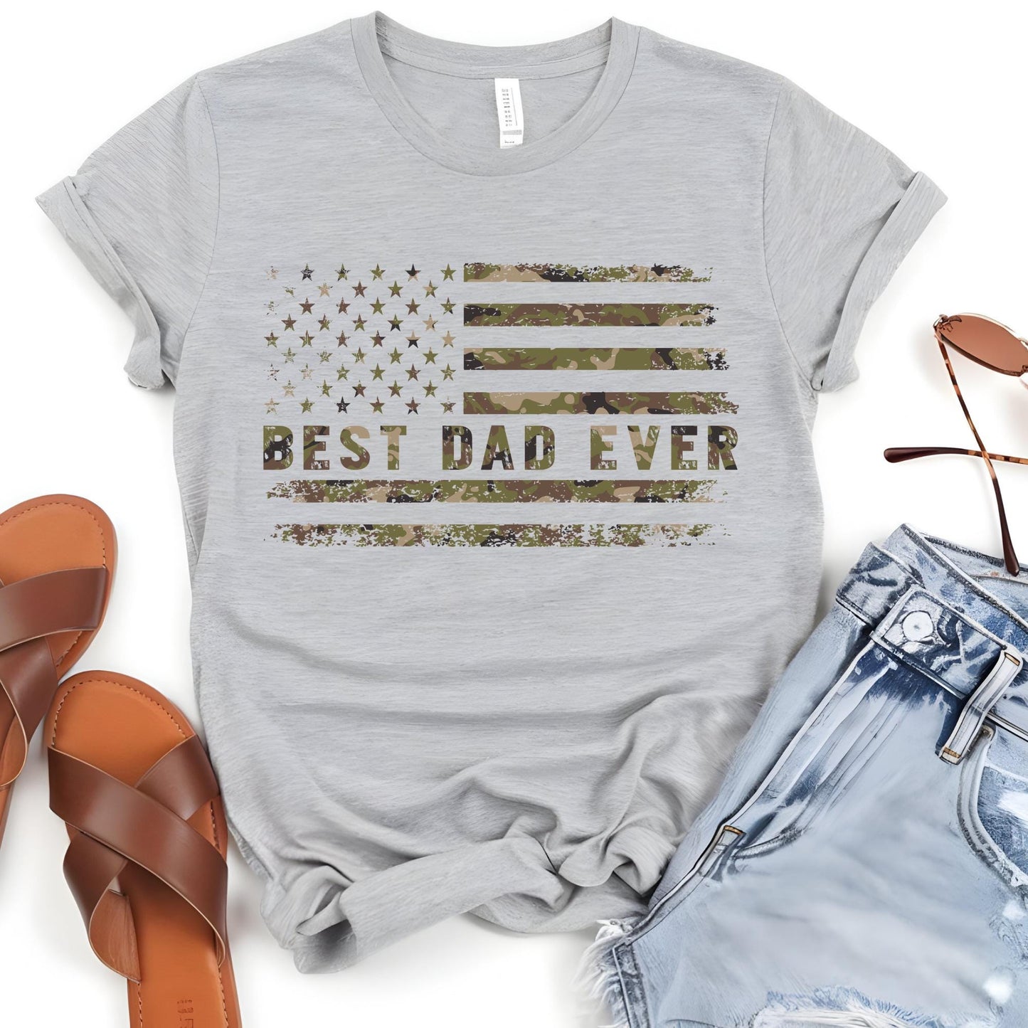 Camo Best Dad Ever Shirt, Comfort Colors® Camouflage Dad Shirt, Retro Varsity Dad Tee, Duck Camo Father’s Day Gift, Gift For Dad